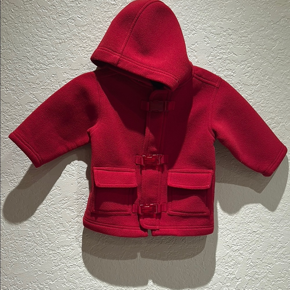 Old Navy Red Puffer Jacket with Hood and Warm Insulation